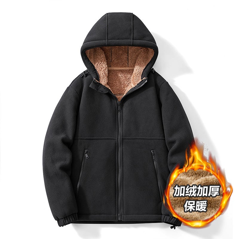 High Quality Defense Warm Fleece Padded Lamb Fleece Coat Cardigan Collar - Image 5